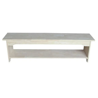 Dining Bench, Seats 2, Solid Rubberwood in Beige