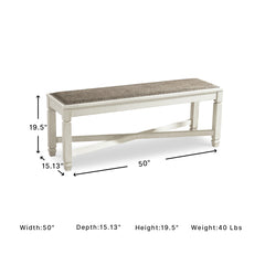 Dining Bench, Seats Two, Brown Polyester Upholstery, Wood Legs