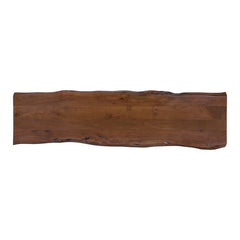 Dining Bench, Solid Acacia Wood, 63 Inch, Black and Brown, Iron Sled Legs
