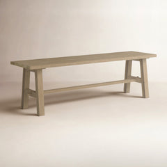 Dining Bench, Solid Acacia Wood with Trestle Base, Brushed Smoke
