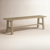 Dining Bench, Solid Acacia Wood with Trestle Base, Brushed Smoke