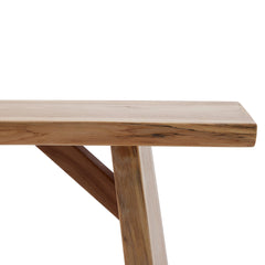 Dining Bench, Solid Elm Wood, Tan, Wood Legs