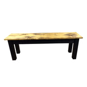 Dining Bench, Solid Fir Wood, 42 Inch Wide, Black and Natural