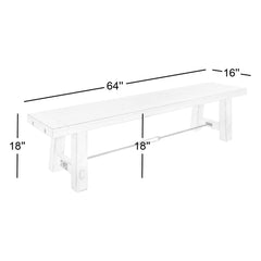 Dining Bench, Solid Mahogany Wood with Black Finish