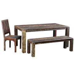 Dining Bench, Solid Mango Wood, 60 in W, Brown