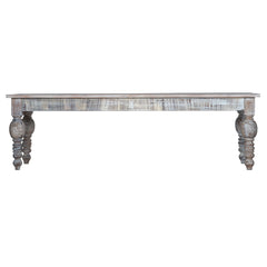 Dining Bench, Solid Mango Wood with Turned Legs, White Washed