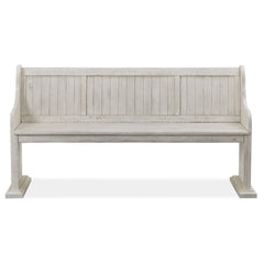 Dining Bench, Solid Pine, Alabaster with Wood Seat and Back