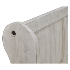 Dining Bench, Solid Pine, Alabaster with Wood Seat and Back