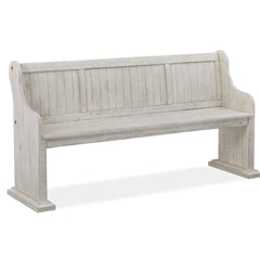 Dining Bench, Solid Pine, Alabaster with Wood Seat and Back