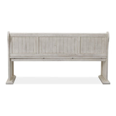 Dining Bench, Solid Pine, Alabaster with Wood Seat and Back