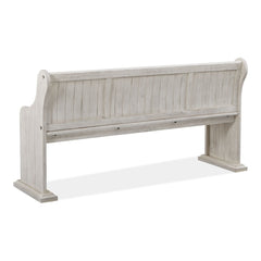 Dining Bench, Solid Pine, Alabaster with Wood Seat and Back