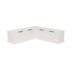 Dining Bench, Solid Pine L-Shaped Nook in White