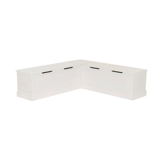 Dining Bench, Solid Pine L-Shaped Nook in White