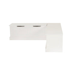 Dining Bench, Solid Pine L-Shaped Nook in White
