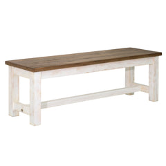 Dining Bench, Solid Pine Wood in Brown with White Legs