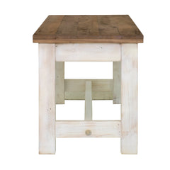 Dining Bench, Solid Pine Wood in Brown with White Legs