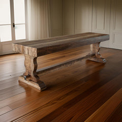 Dining Bench, Solid Pine Wood with Sled Legs, Brown