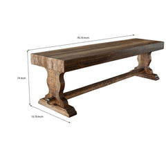 Dining Bench, Solid Pine Wood with Sled Legs, Brown