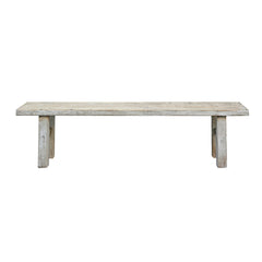 Dining Bench, Solid Pine Wood with Squared Legs, Antique Off White