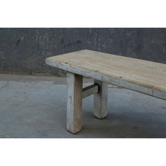 Dining Bench, Solid Pine Wood with Squared Legs, Antique Off White