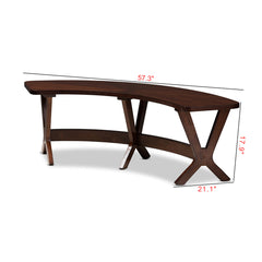 Dining Bench, Solid Rubberwood and MDF in Dark Walnut Brown