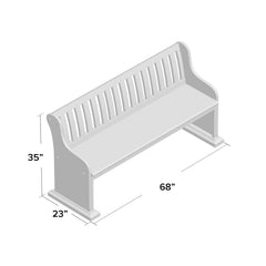 Dining Bench, Solid Rubberwood, Slat Back, Smokey Walnut Color