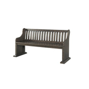 Dining Bench, Solid Rubberwood, Slat Back, Smokey Walnut Color