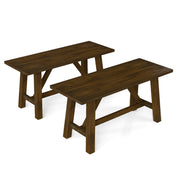 Dining Bench, Solid Rubberwood with H-Shaped Legs, Dark Brown