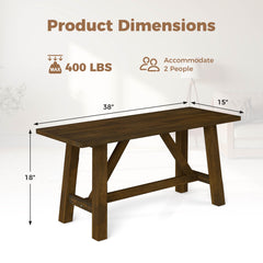 Dining Bench, Solid Rubberwood with H-Shaped Legs, Dark Brown