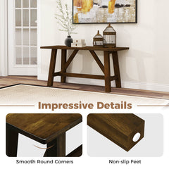 Dining Bench, Solid Rubberwood with H-Shaped Legs, Dark Brown