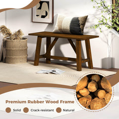 Dining Bench, Solid Rubberwood with H-Shaped Legs, Dark Brown
