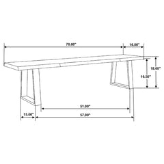 Dining Bench, Solid Sheesham Wood in Brown with Black Metal Legs