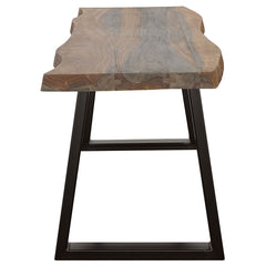 Dining Bench, Solid Sheesham Wood in Brown with Black Metal Legs