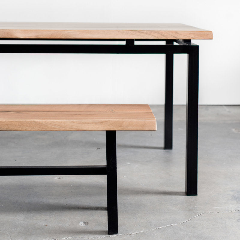 Dining Bench, Solid Walnut with Black Stained Legs, 60 Inch