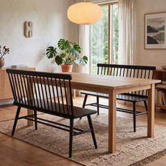 Dining Bench, Solid Wood with Black Finish