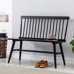 Dining Bench, Solid Wood with Black Finish