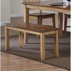 Dining Bench, Solid Wood with Pecan and Wheat Finish