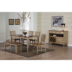 Dining Bench, Solid Wood with Pecan and Wheat Finish