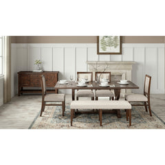 Dining Bench, Upholstered, Solid Acacia Wood Frame, Oak