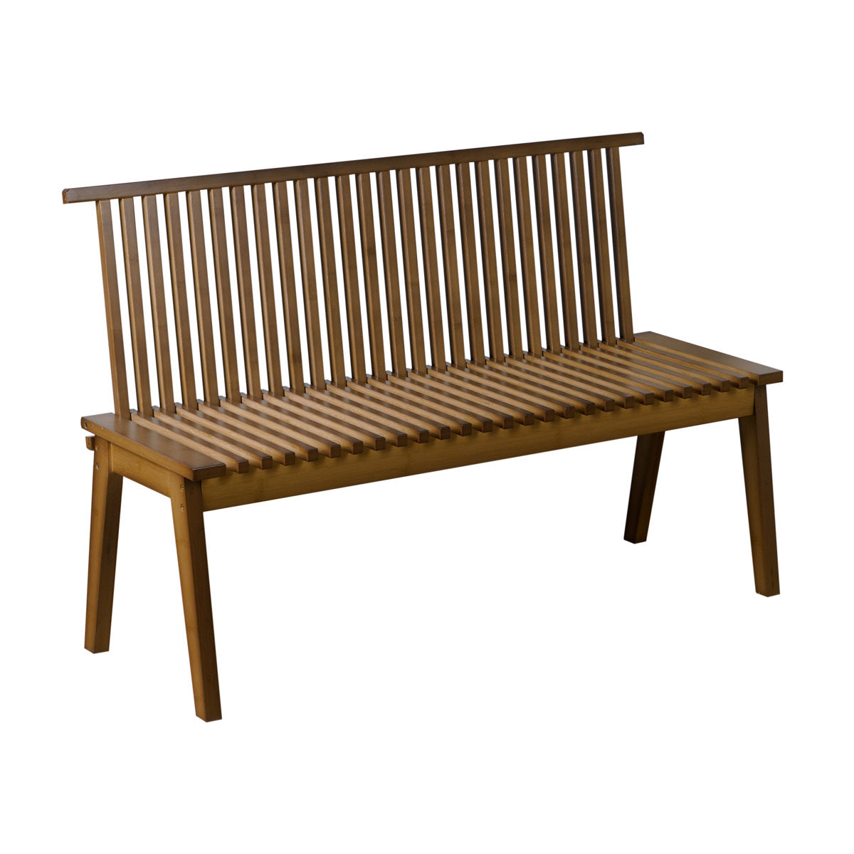Dining Bench with Folding Slatted Backrest in Brown Solid Wood