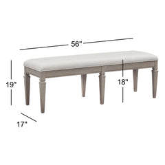 Dining Bench with Storage and Upholstered Seat in Dovetail Gray