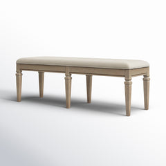 Dining Bench with Storage and Upholstered Seat in Dovetail Gray