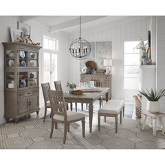 Dining Bench with Storage and Upholstered Seat in Dovetail Gray