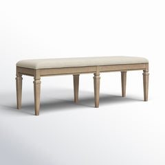 Dining Bench with Storage and Upholstered Seat in Dovetail Gray