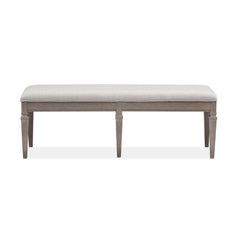 Dining Bench with Storage and Upholstered Seat in Dovetail Gray
