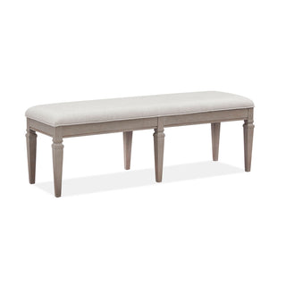 Dining Bench with Storage and Upholstered Seat in Dovetail Gray