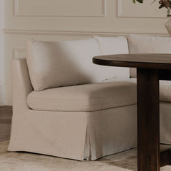 Dining Bench with Washable Slipcover in Beige