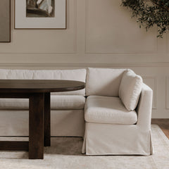 Dining Bench with Washable Slipcover in Beige