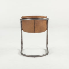Dining Chair, Chestnut Genuine Leather with Metal Legs