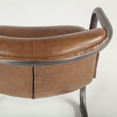 Dining Chair, Chestnut Genuine Leather with Metal Legs